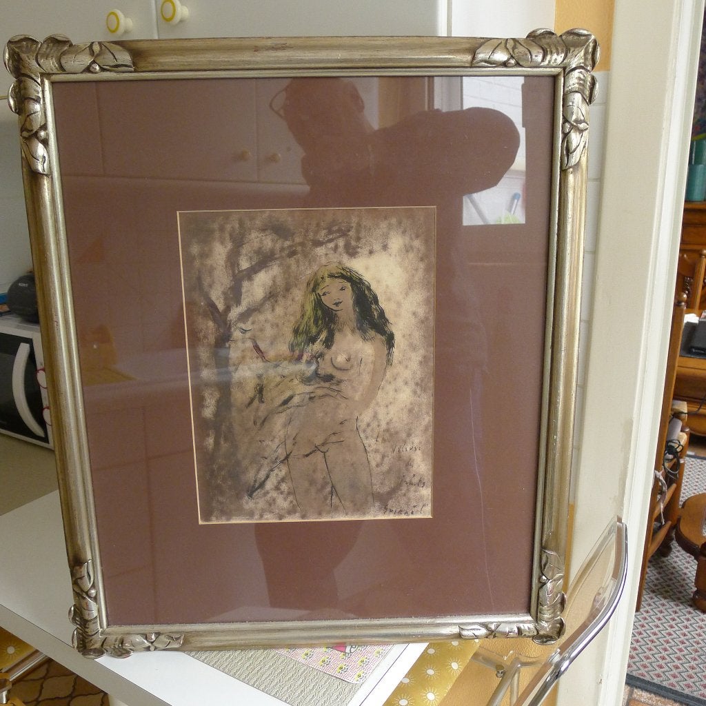 gravure Georges GUERNET.  La voleuse de fruit, Antiquités & Art, Enlèvement, Gravure, Signé