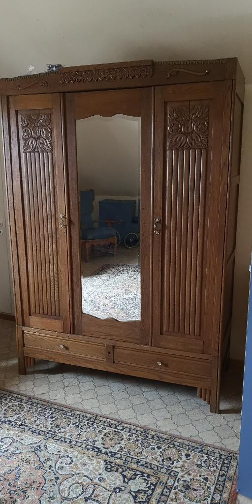 Antieke kleerkast, Huis en Inrichting, Gebruikt, 100 tot 150 cm, 200 cm of meer, Eikenhout