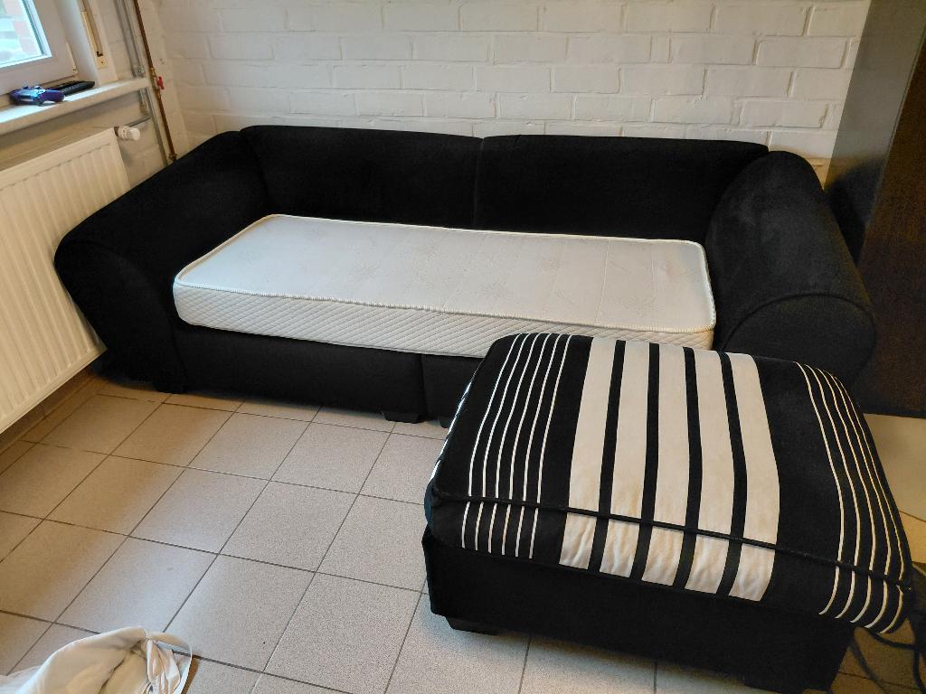 zetel met matras en poef, Ophalen, Gebruikt, Driepersoons, 75 tot 100 cm