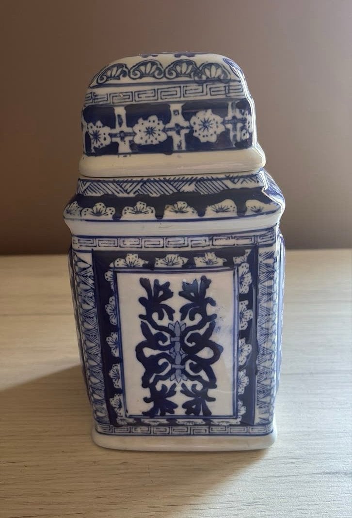 Chinese Blauw-Witte VoorraadpotTabakspot met Deksel - 24 cm, Antiek en Kunst, Ophalen of Verzenden