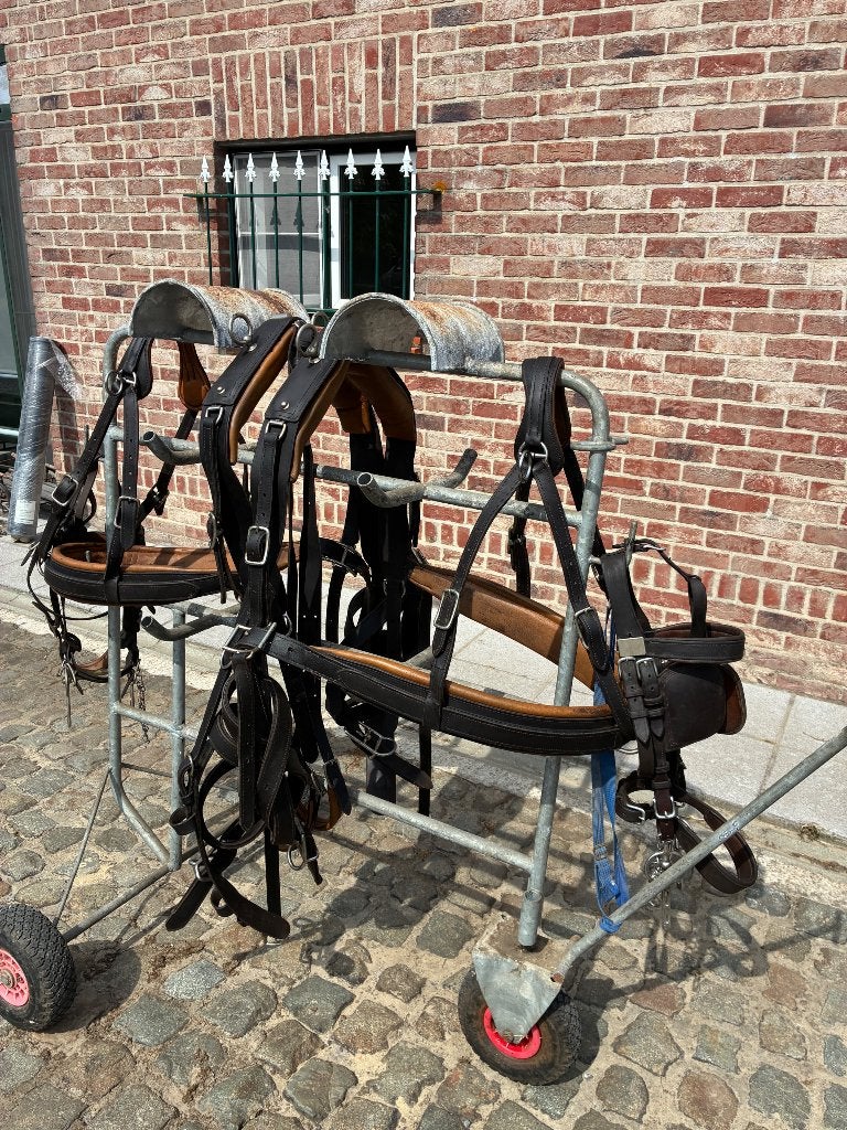 Dubbelspan tuig van der wiel, Dieren en Toebehoren, Paarden en Pony's | Hoofdstellen en Tuigage, Gebruikt, Handgemaakt, Recreatie