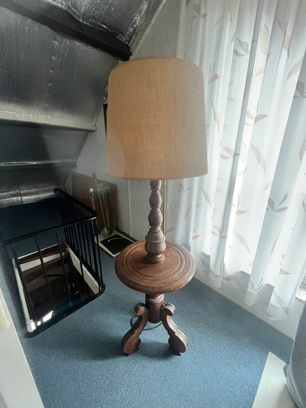 Vintage houten tafellamp te koop, Ophalen, Gebruikt
