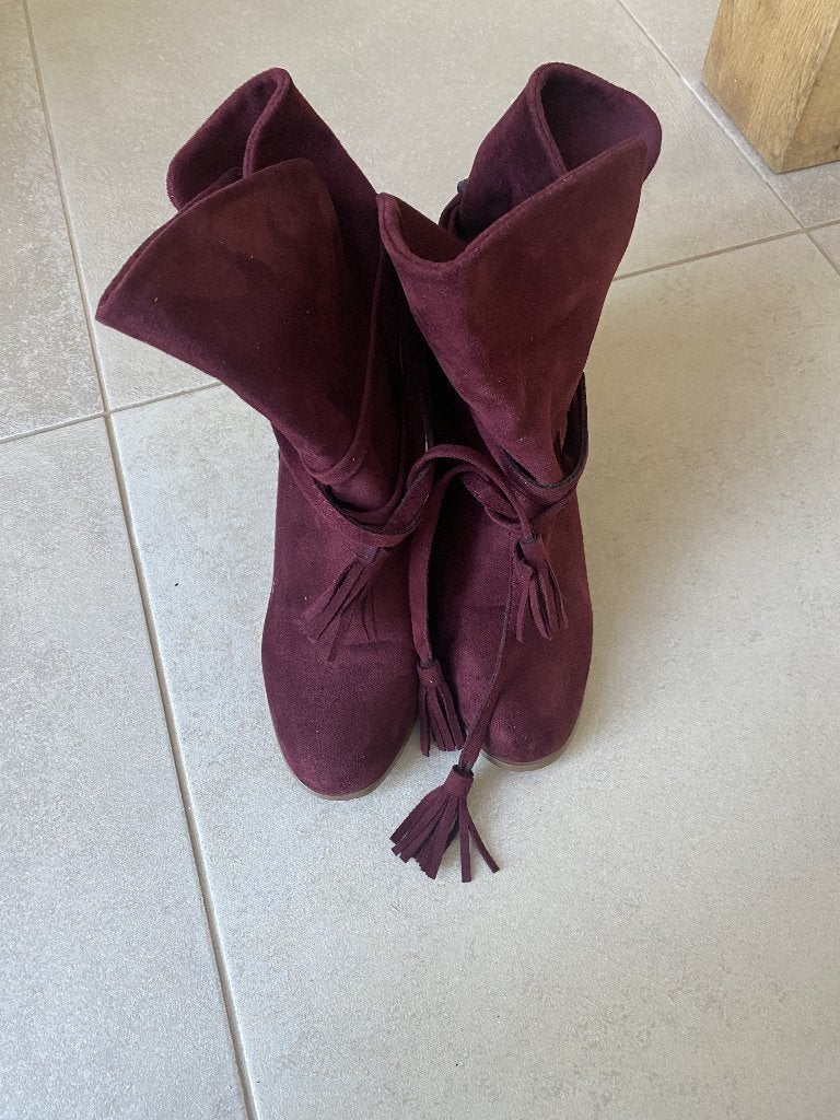 Bordeau lage laarsjes, Enlèvement ou Envoi, Autres couleurs, Boots et Botinnes, Porté