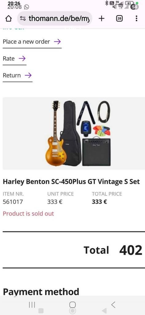 Bundle Harley Benton SC-450 plus GT vintage, Enlèvement