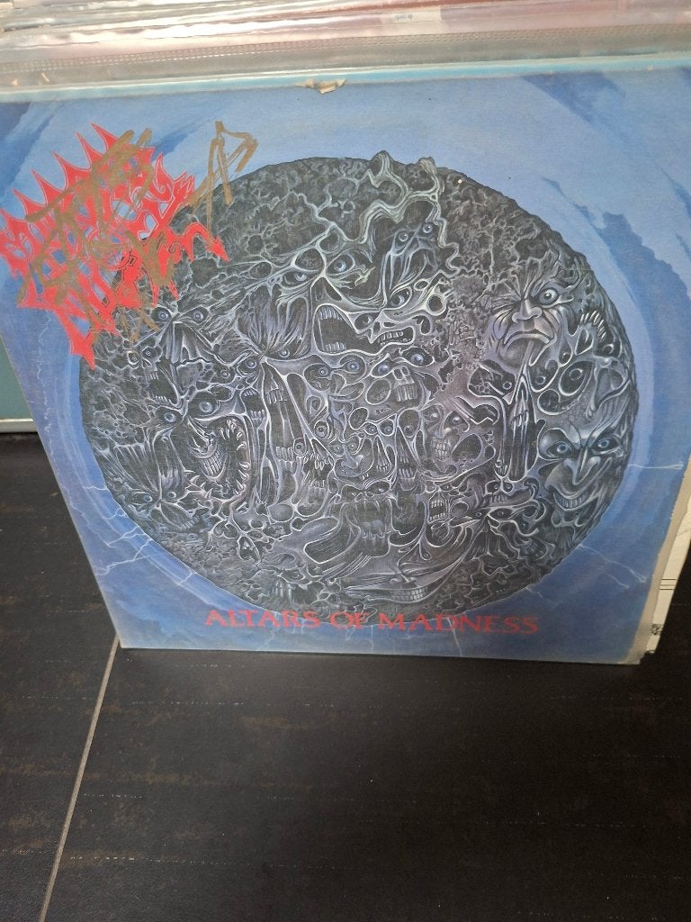 lp - morbid angel - altars of madness-white vinyl-gesigneerd, LP, Gebruikt, Death metal, Ophalen of Verzenden