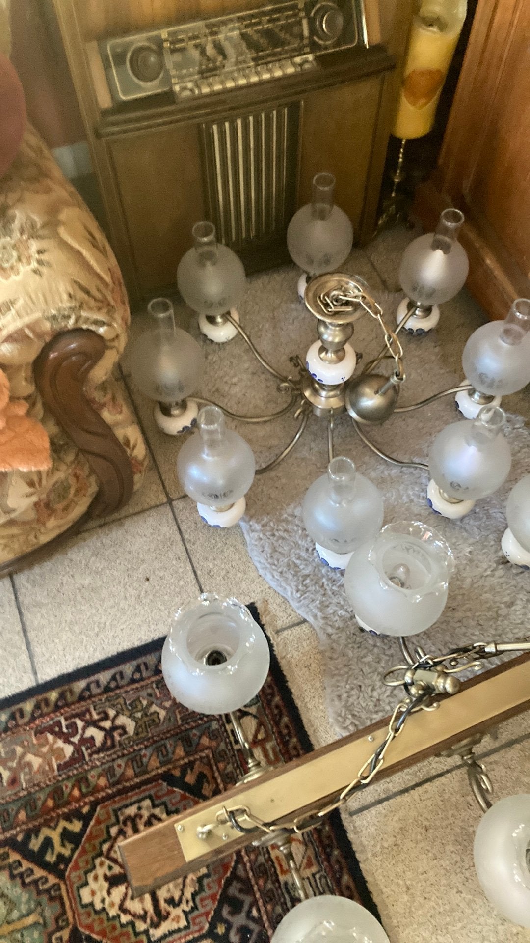 Prachtige vintage kroon en balkluchter, Ophalen, Zo goed als nieuw