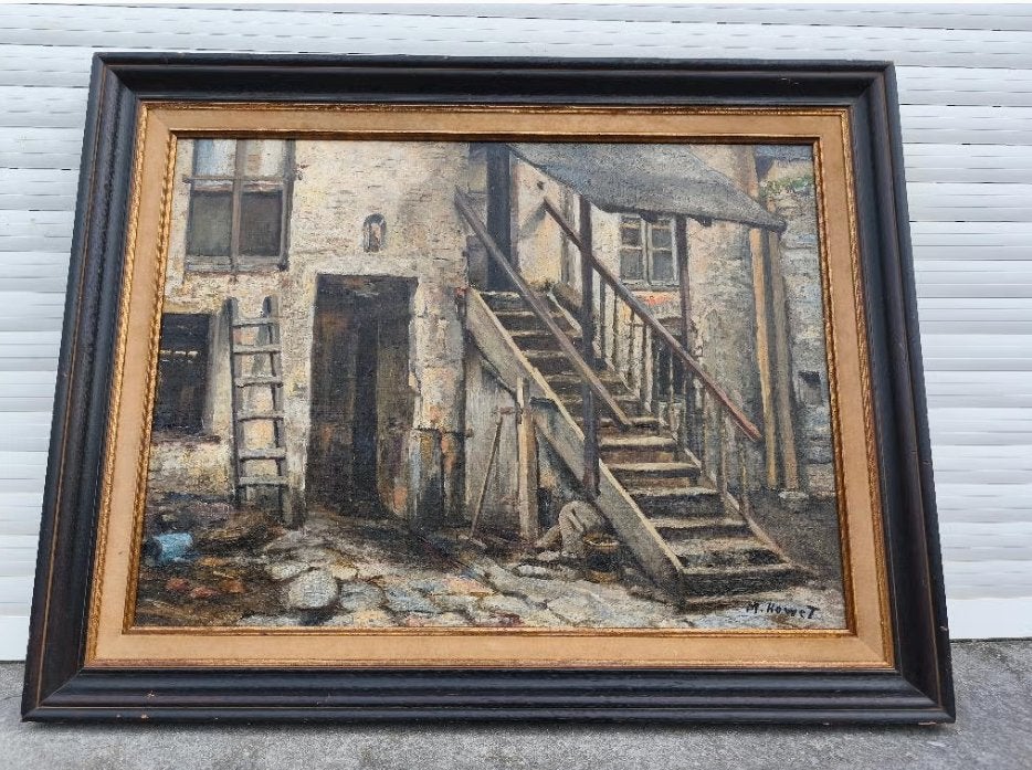 Huile sur panneau signe marie howet, Antiek en Kunst, Ophalen of Verzenden, Paneel