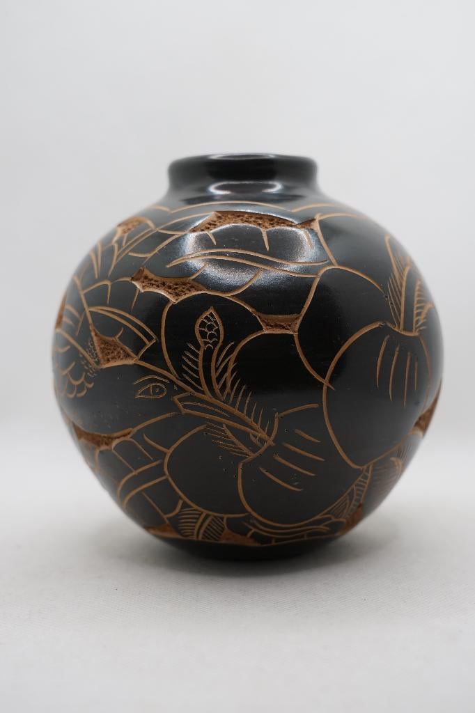 zwart aardenwerk vaasje midden/zuid amerika, Maison & Meubles, Accessoires pour la Maison | Vases, Moins de 50 cm, Enlèvement ou Envoi