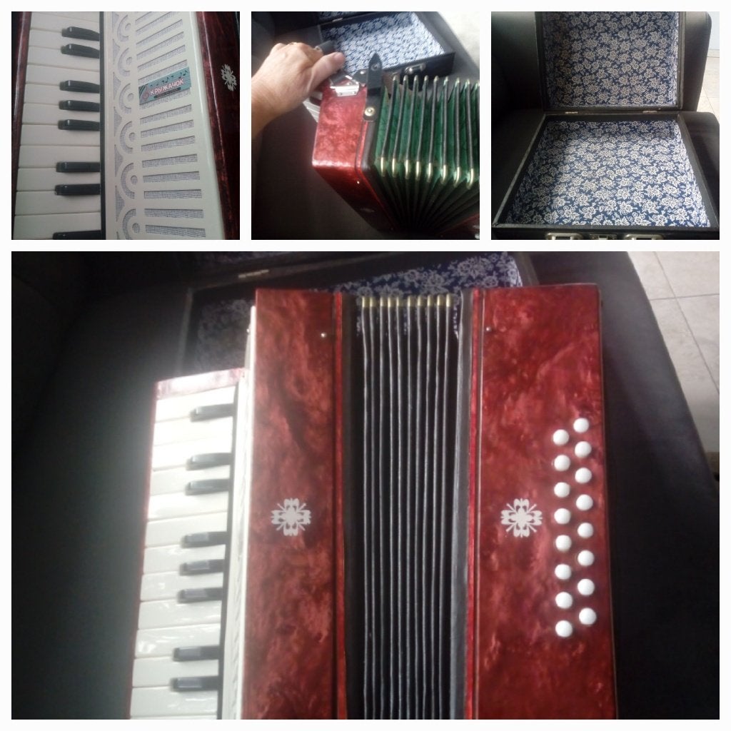 Accordeon, klein model, Gebruikt, 32-bas, Toetsaccordeon, Met koffer