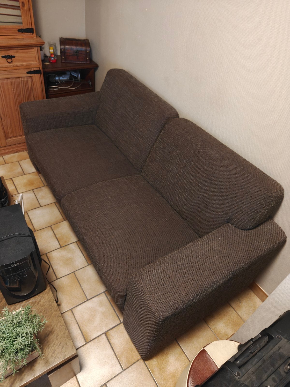 2 persoons zetel, bruin, stof, Huis en Inrichting, Slaapkamer | Slaapbanken, Ophalen, Bruin, Tweepersoons, 190 cm of minder