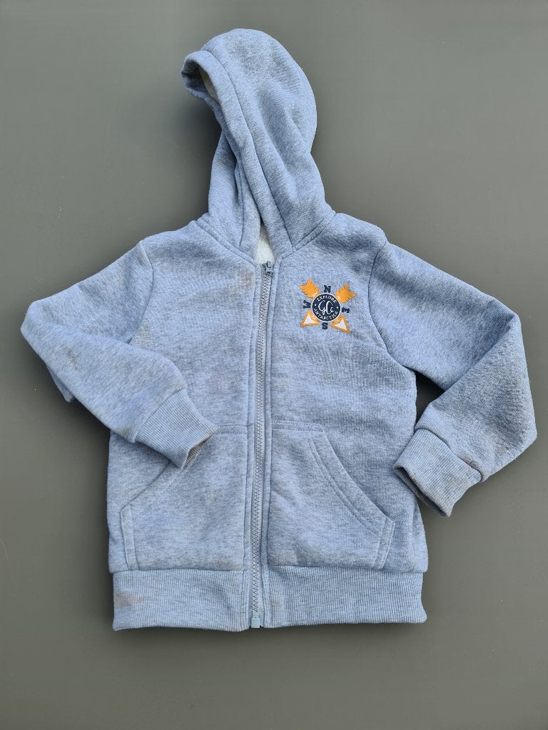 grijze fleece jas, pull, trui, 110-116, Enlèvement, Comme neuf, Manteau