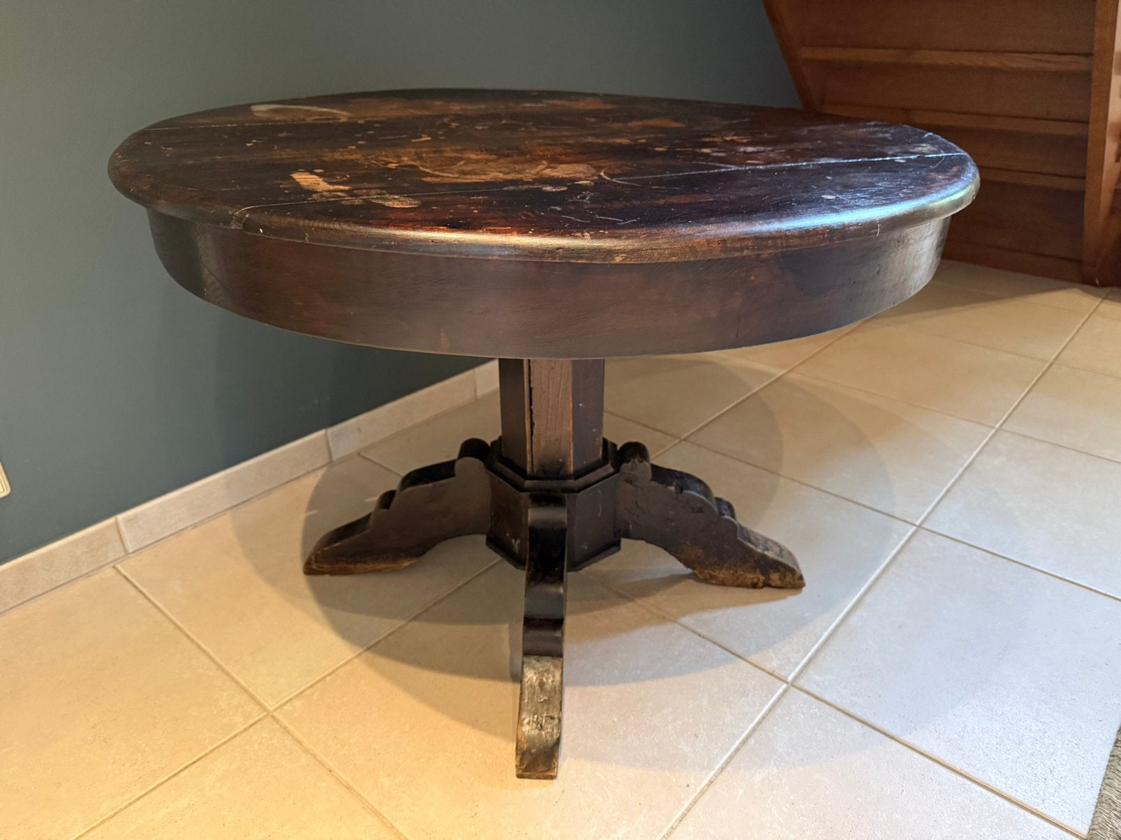 Ronde tafel in eik., Ophalen, Gebruikt