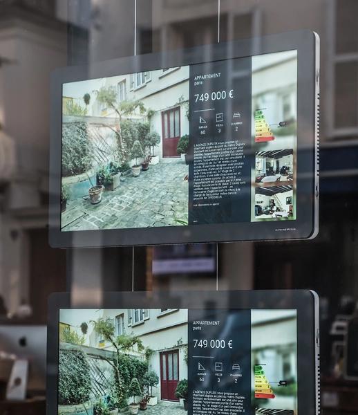 Porte-fiches vitrine, 12 unités A4LED rétro éclairé, Immo