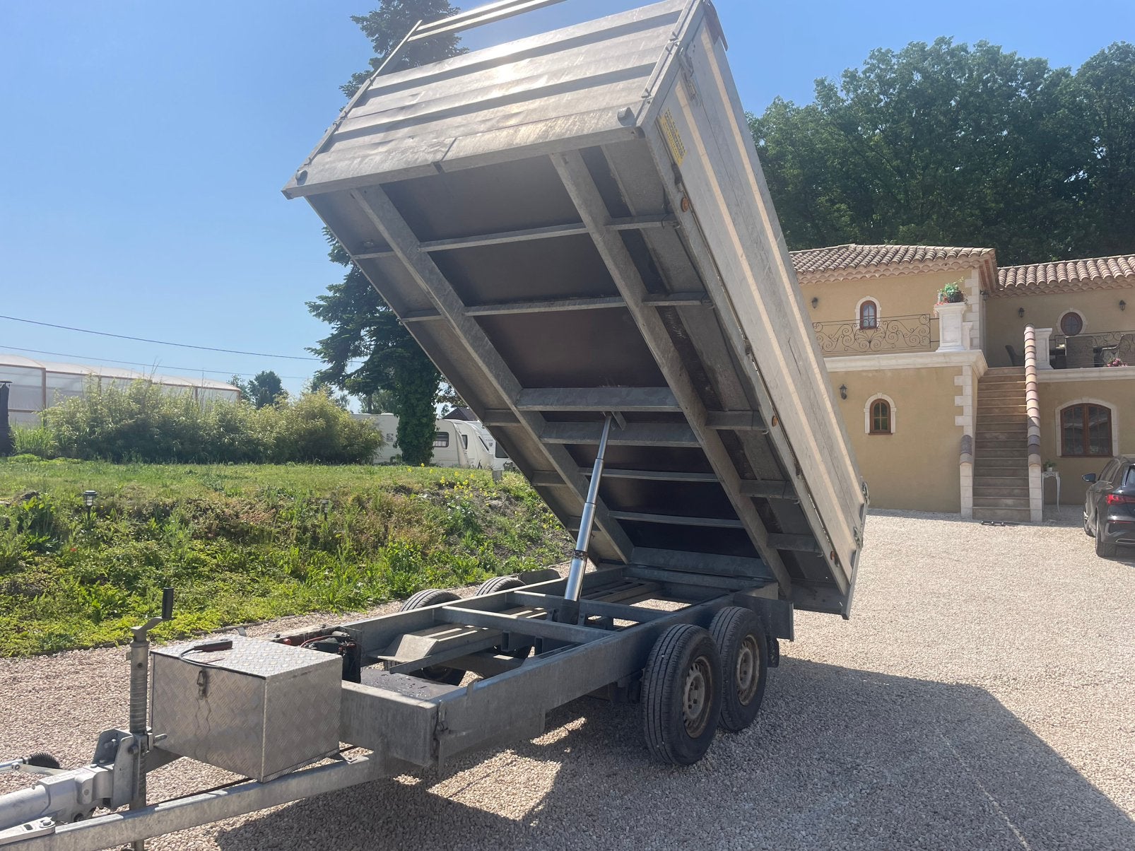 Kipper dubbelassers 205 x 410 cm binnenafmeting, 3500 kg, Ophalen, Gebruikt
