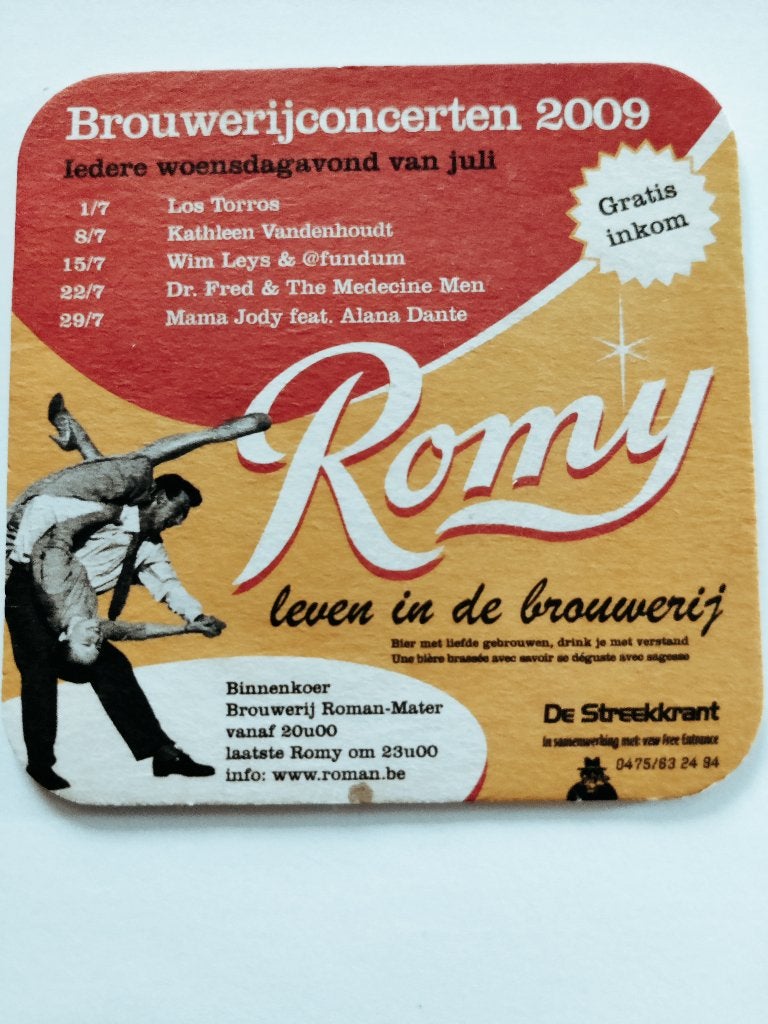 Brouwerijconcerten 2009 Roman, Verzamelen, Biermerken, Ophalen of Verzenden, Zo goed als nieuw, Viltje(s), Overige merken