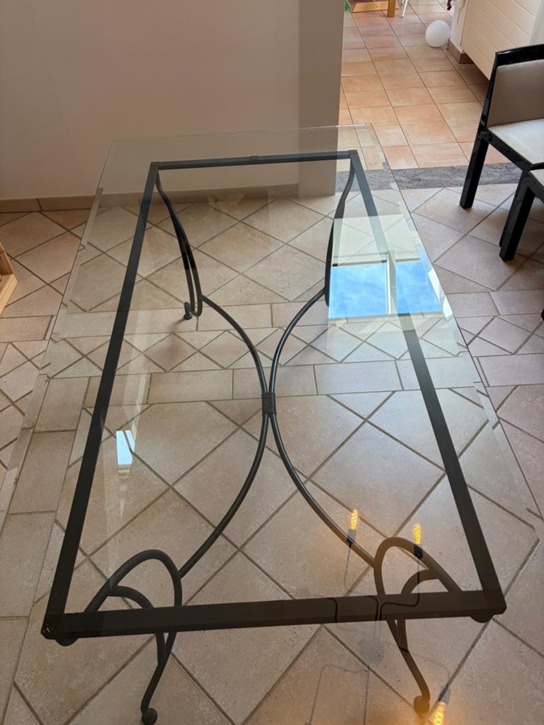 Glazen tafel, Huis en Inrichting, Tafels | Eettafels, Ophalen, Gebruikt, 50 tot 100 cm, Glas