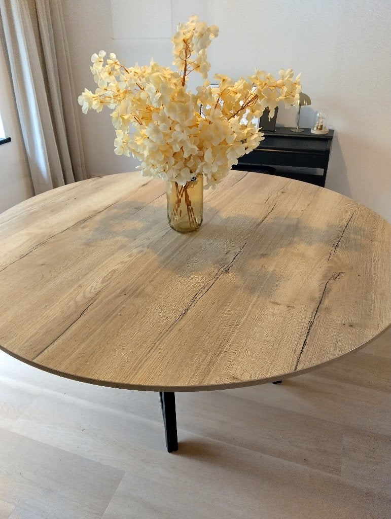 Ronde eettafel Gero wonen, Huis en Inrichting, Ophalen, 150 tot 200 cm, Rond, Zo goed als nieuw