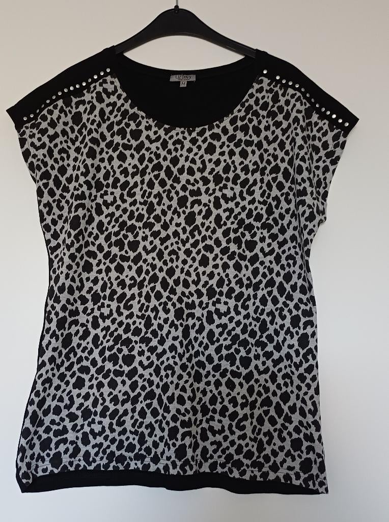 zwart tshirt met voorkant luipaard motief, Kleding | Dames, Maat 38/40 (M), Zwart, Ophalen of Verzenden, Zo goed als nieuw