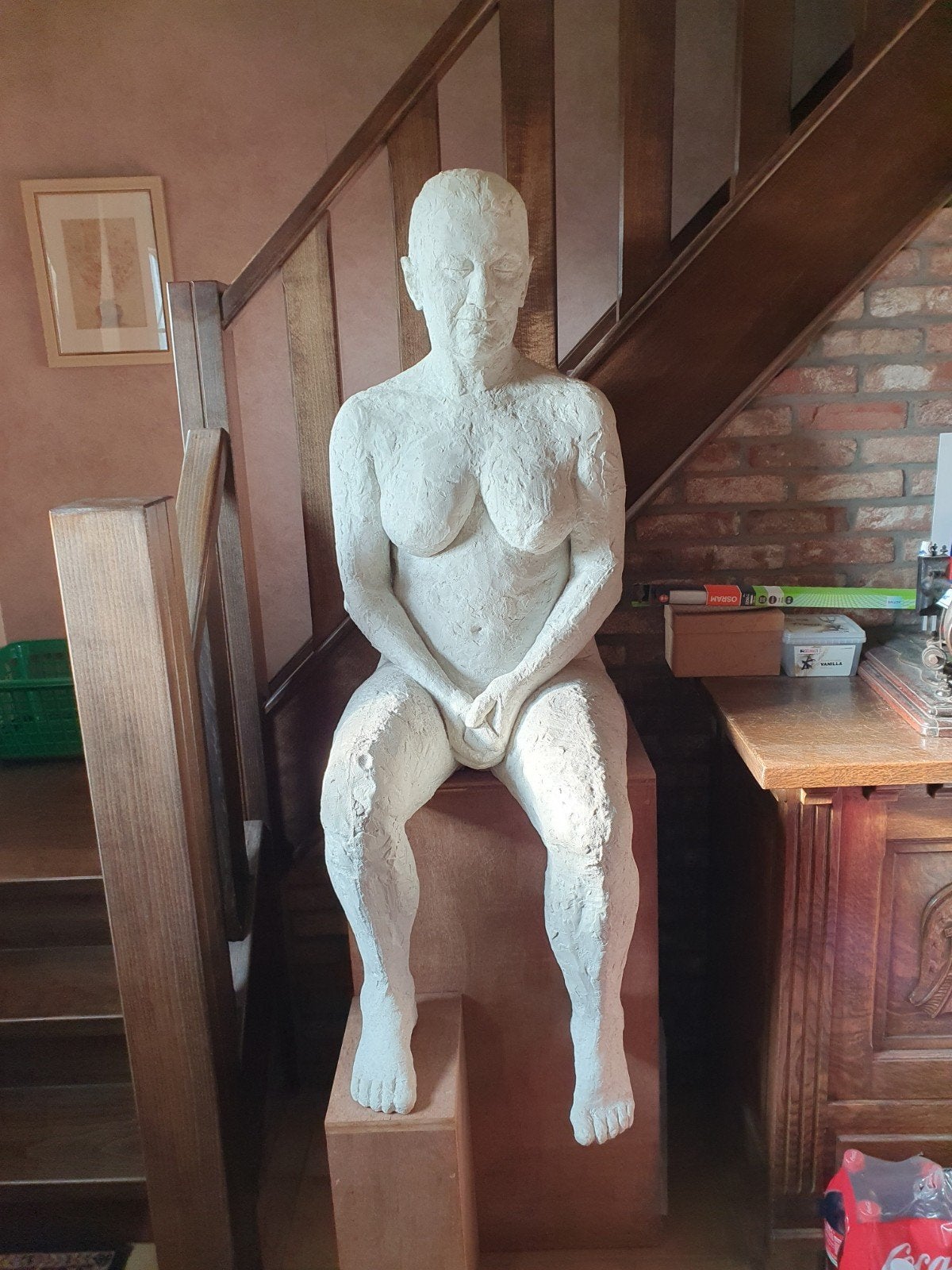 beeld op ware grootte in voegcement versterkt met glasvezel, Tuin en Terras, Tuinbeelden, Ophalen, Zo goed als nieuw, Overige materialen