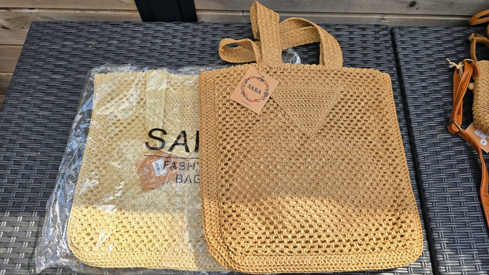 2 acheteurs en raphia, Enlèvement ou Envoi, Neuf, Beige, Shopper