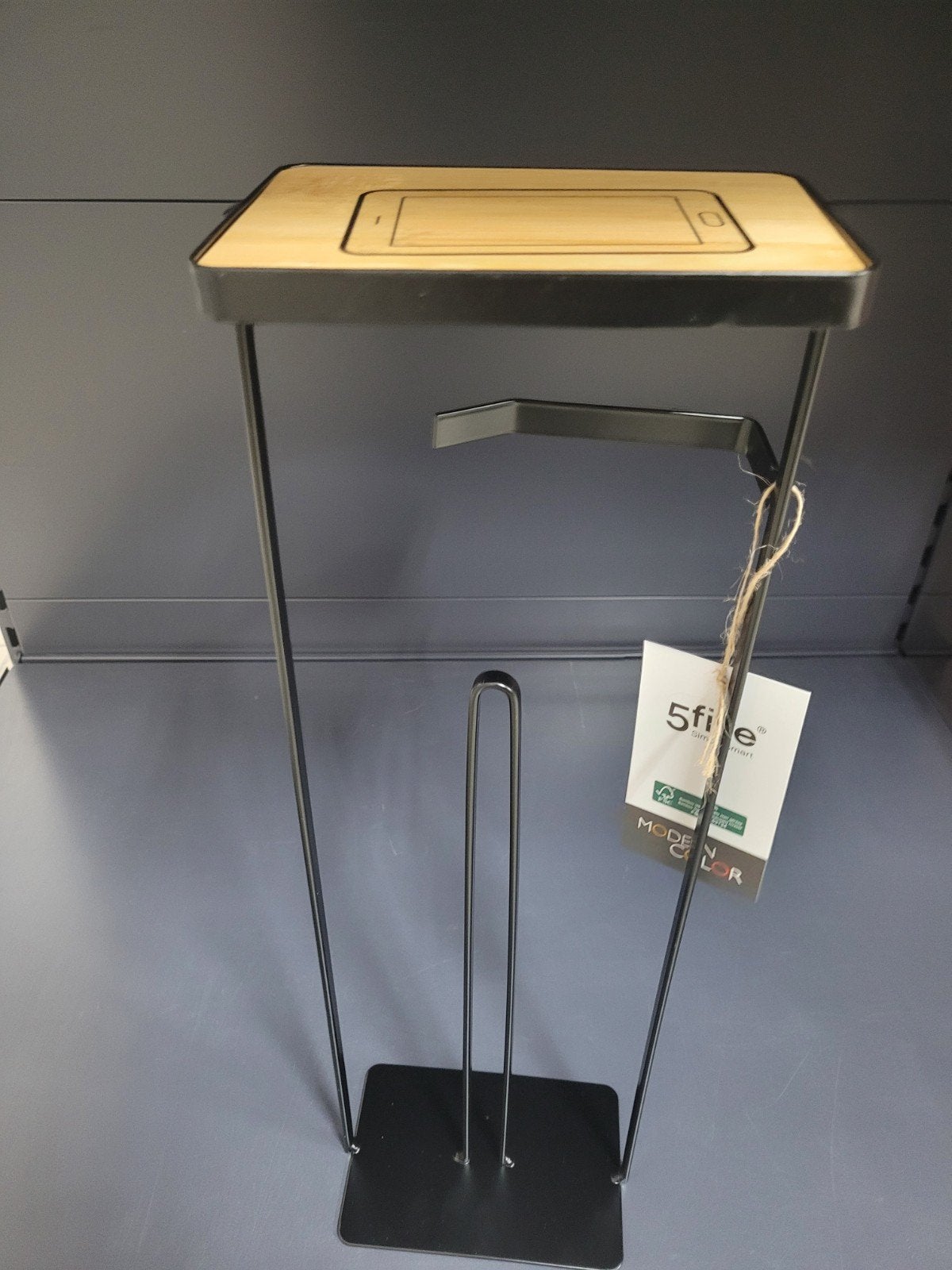 Metalen Toiletrolhouder met Houten Telefoonplankje, Ophalen of Verzenden