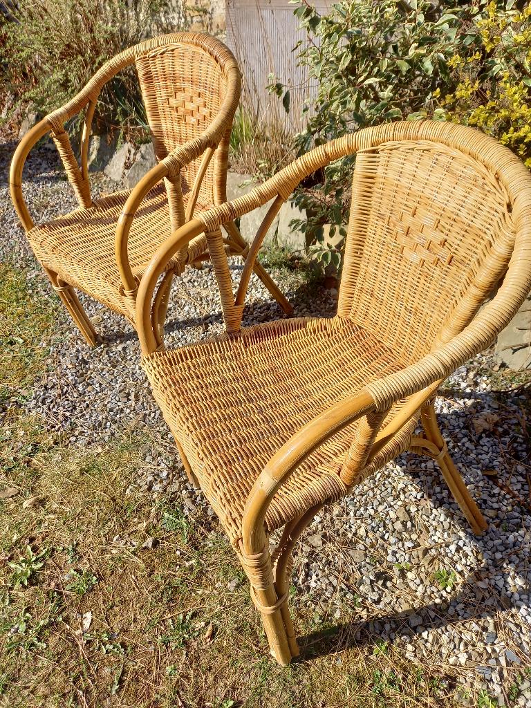 2 rieten stoelen, Maison & Meubles, Chaises, Osier ou Rotin, Autres couleurs, Deux, Enlèvement