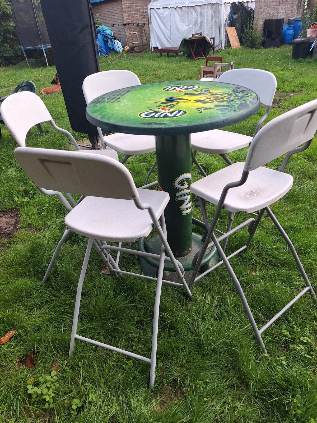 statafel met 5 barstoelen, Tuin en Terras, Ophalen, Gebruikt, Tuinset