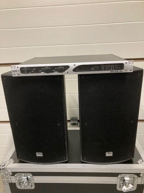 2 x Passieve 8" full-range speaker + 1-UNIT VERSTERKER, Ophalen, Zo goed als nieuw