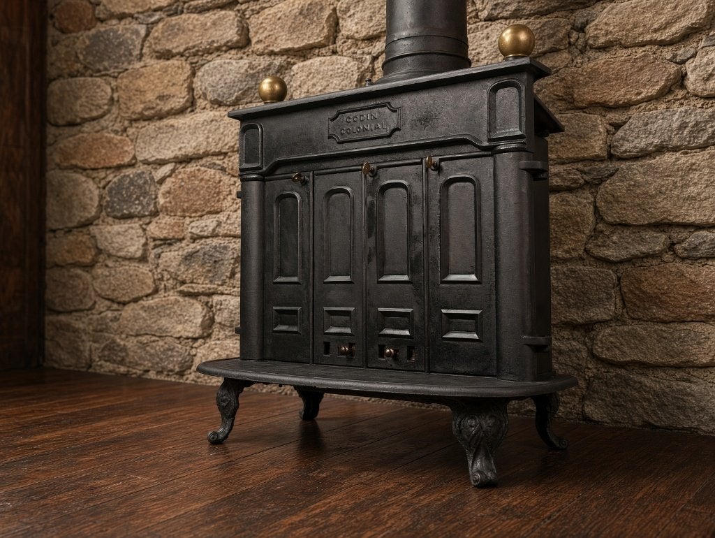 Magnifique poêle à bois Godin Colonial en fonte, Maison & Meubles, Enlèvement, Utilisé, Bois, Autoportant