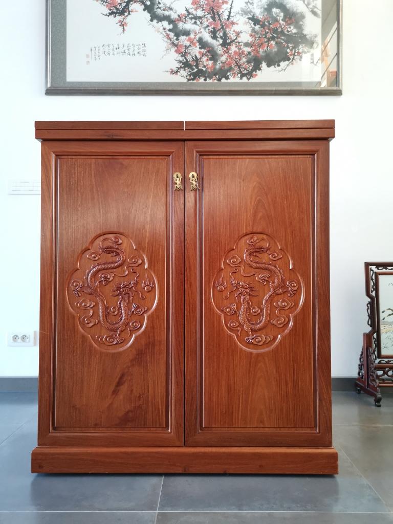 Barkast Thai rosewood bar, Huis en Inrichting, Ophalen, Gebruikt, 100 tot 150 cm, 100 tot 150 cm