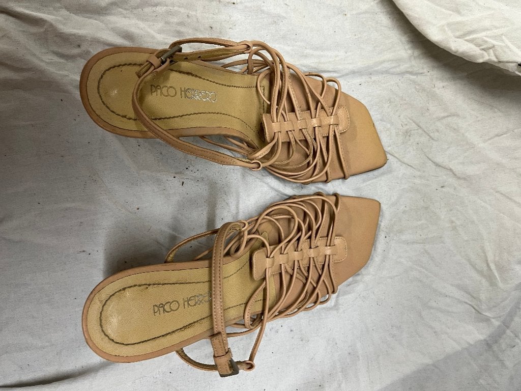 Sandalen beige/pastel oranje leder, maat 37, paco herrero., Ophalen, PACO HERRERO, Beige, Sandalen of Muiltjes
