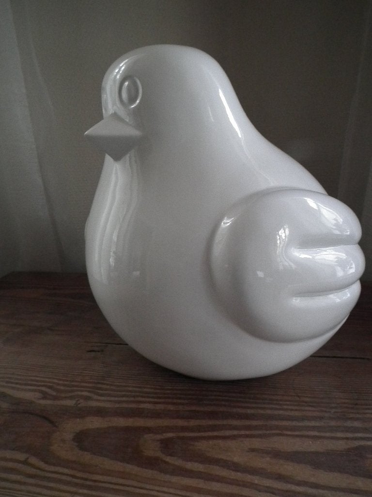 Décoration: grand poussin blanc (H 20 cm/ Longueur 30 cm), Maison & Meubles, Neuf, Objet de décoration, Moderne, 25 cm