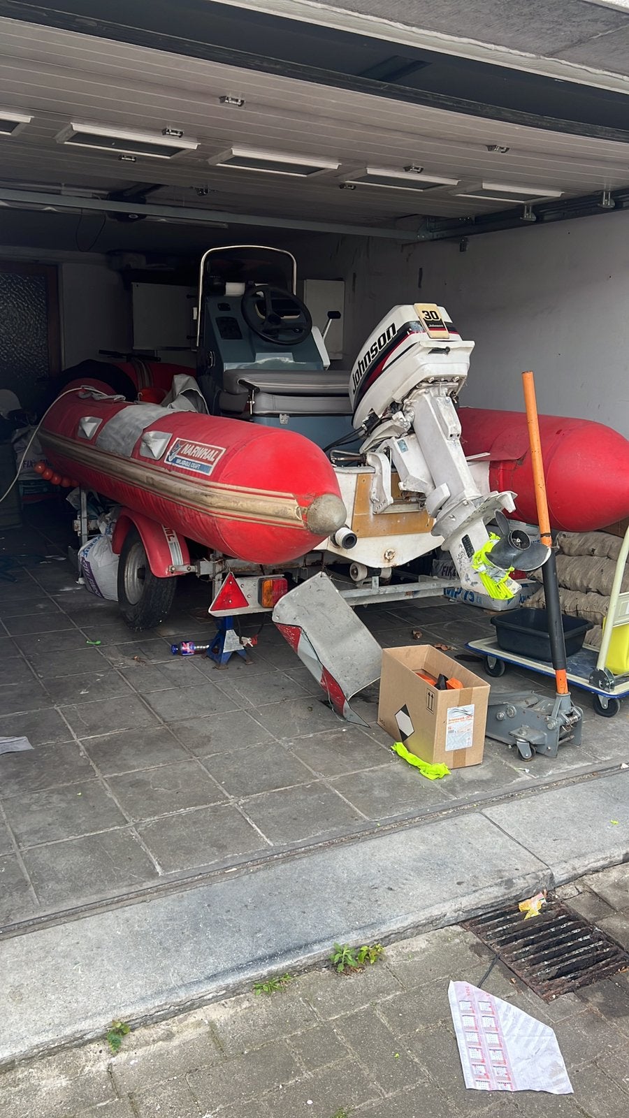 Rib 30pk + trailer, Watersport en Boten, Rubberboten, Zo goed als nieuw, Peddels, Ophalen
