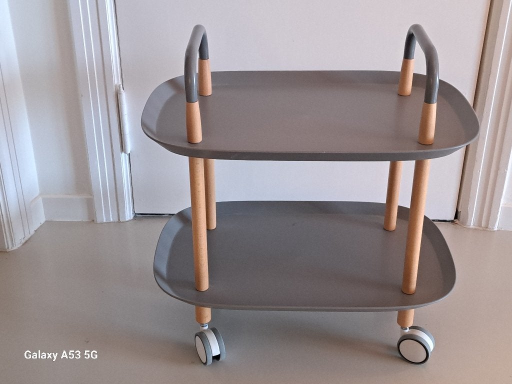 Roltafeltje grijs/hout, Maison & Meubles, Enlèvement, Synthétique