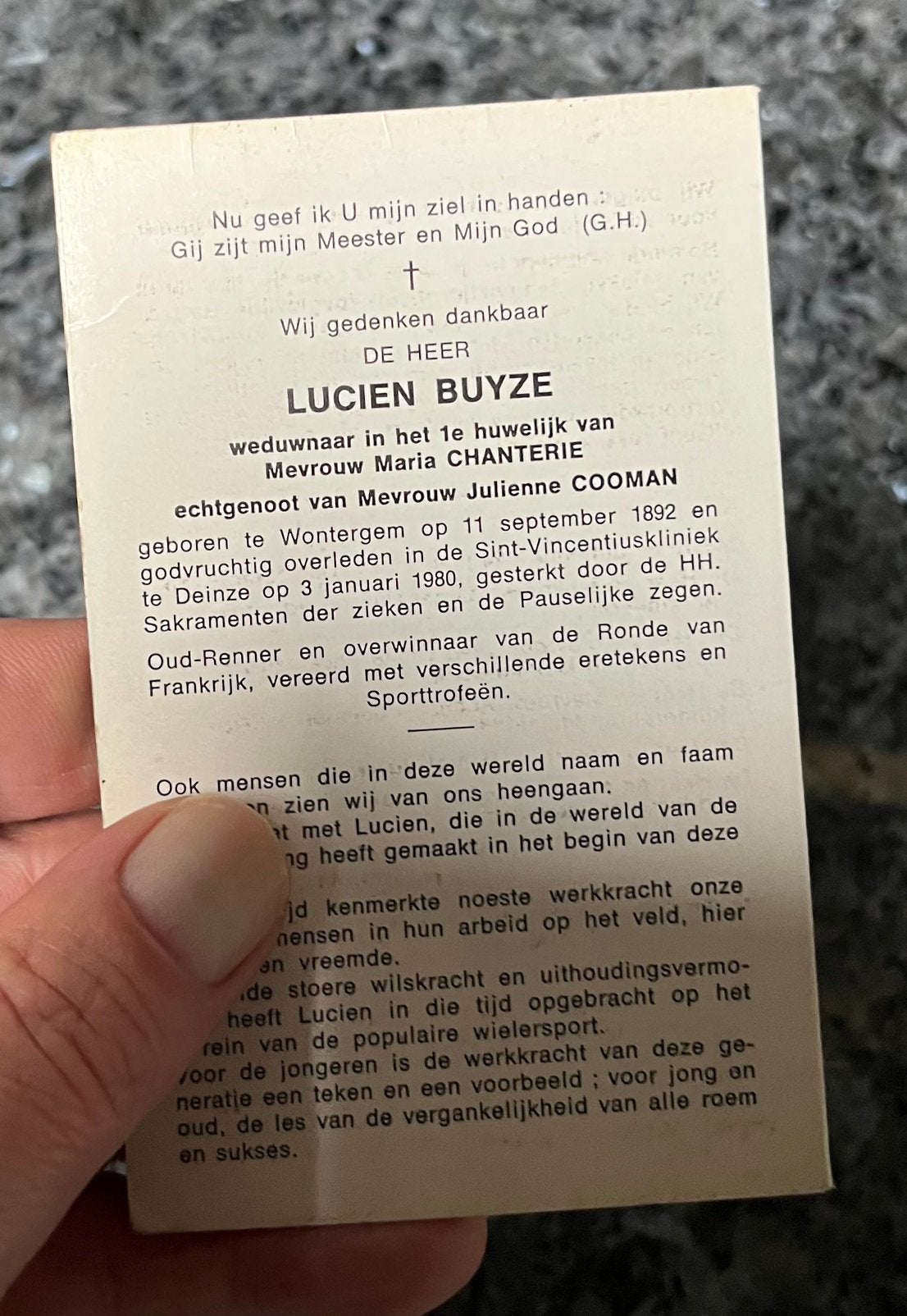 Wielrenner Lucien Buyze, Verzamelen, Ophalen, Gebruikt