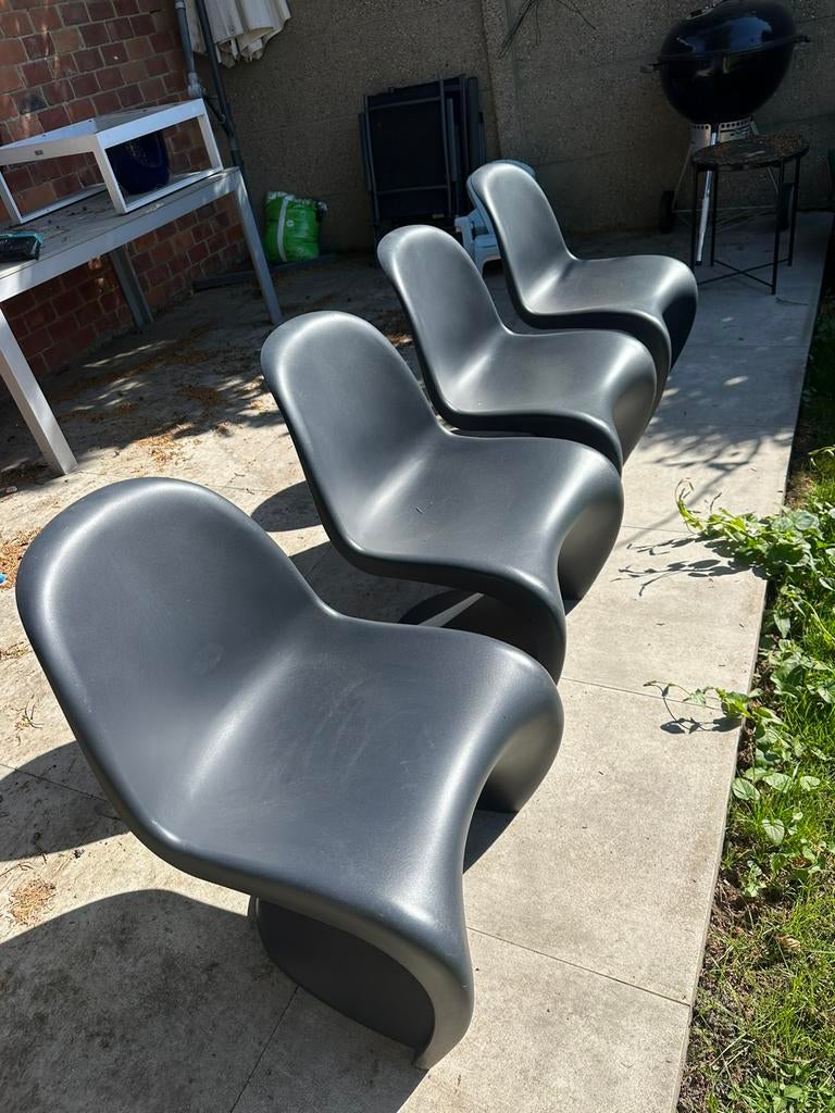 Vitra Panton Chair - diepzwart - 4 stuks, Design, Comme neuf, Synthétique, Enlèvement