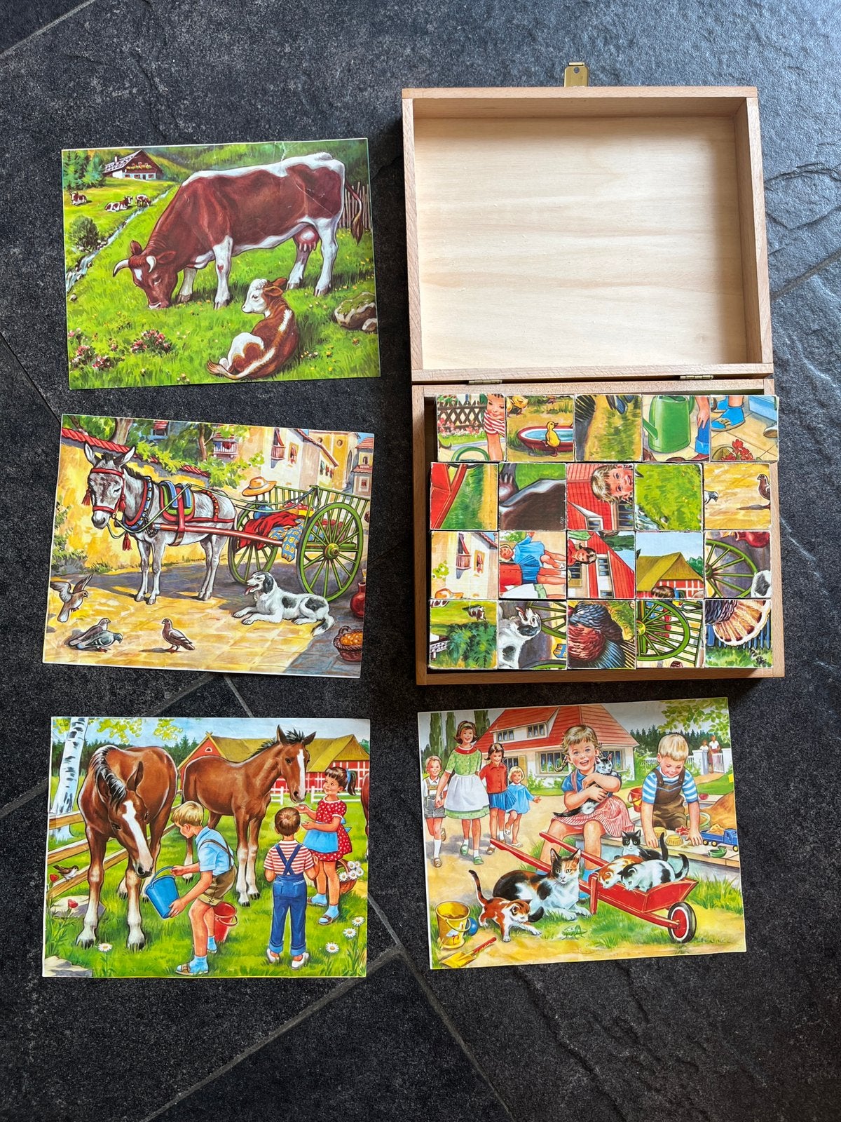 4 puzzles différents avec 20 blocs de bois, Enlèvement ou Envoi, Comme neuf