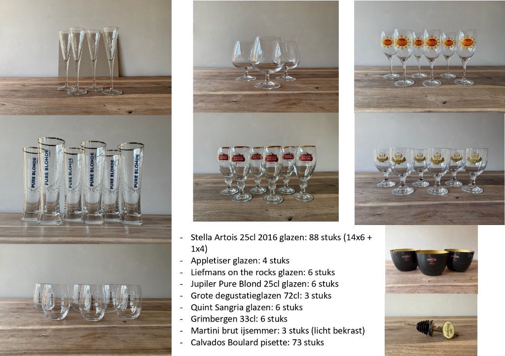 Collectie glazen (122 glazen) in goede staat, Verre ou Verres, Comme neuf, Verre, Enlèvement