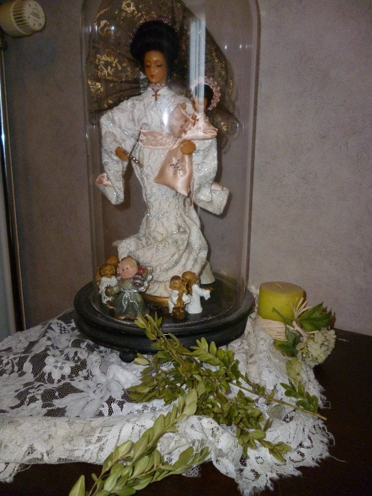 japanse madonna onder antieke stolp, Antiek en Kunst, Ophalen