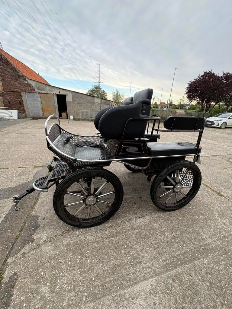 Voiture piétonne Marathonwagen EasyStep avec harnais en bois, Comme neuf, Calèche marathon, Cheval