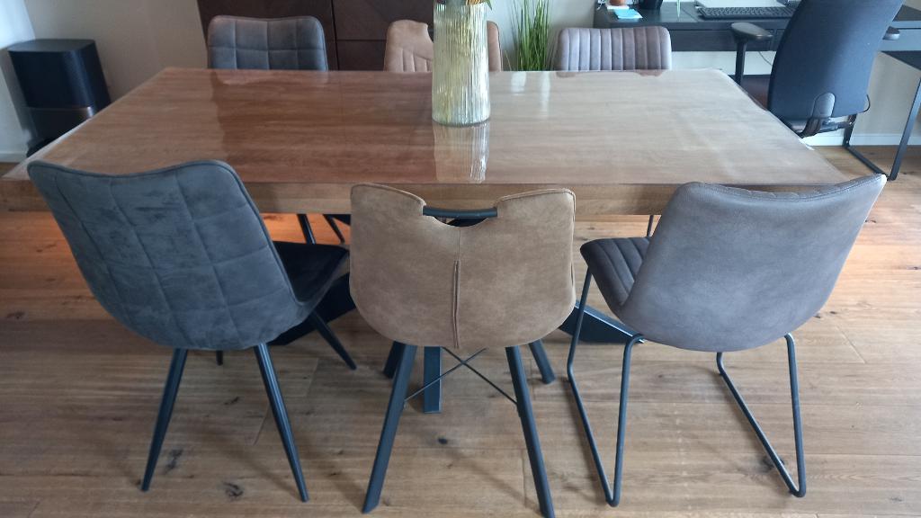 Eettafel + stoelen, Métal, 150 à 200 cm, Cinq personnes ou plus, Comme neuf