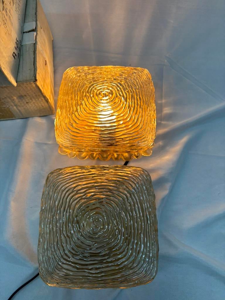 2 stuks Vintage plafondlampen of wandlampe Glashütte Limburg, Ophalen of Verzenden, Gebruikt, Glas