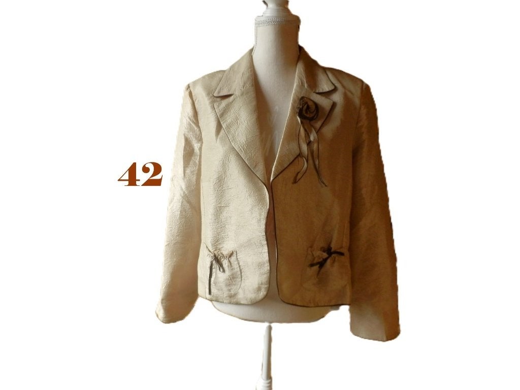 (48) -veste d'été femme t.XL beige - paris -, Taille 42/44 (L), Enlèvement ou Envoi, Beige, Comme neuf