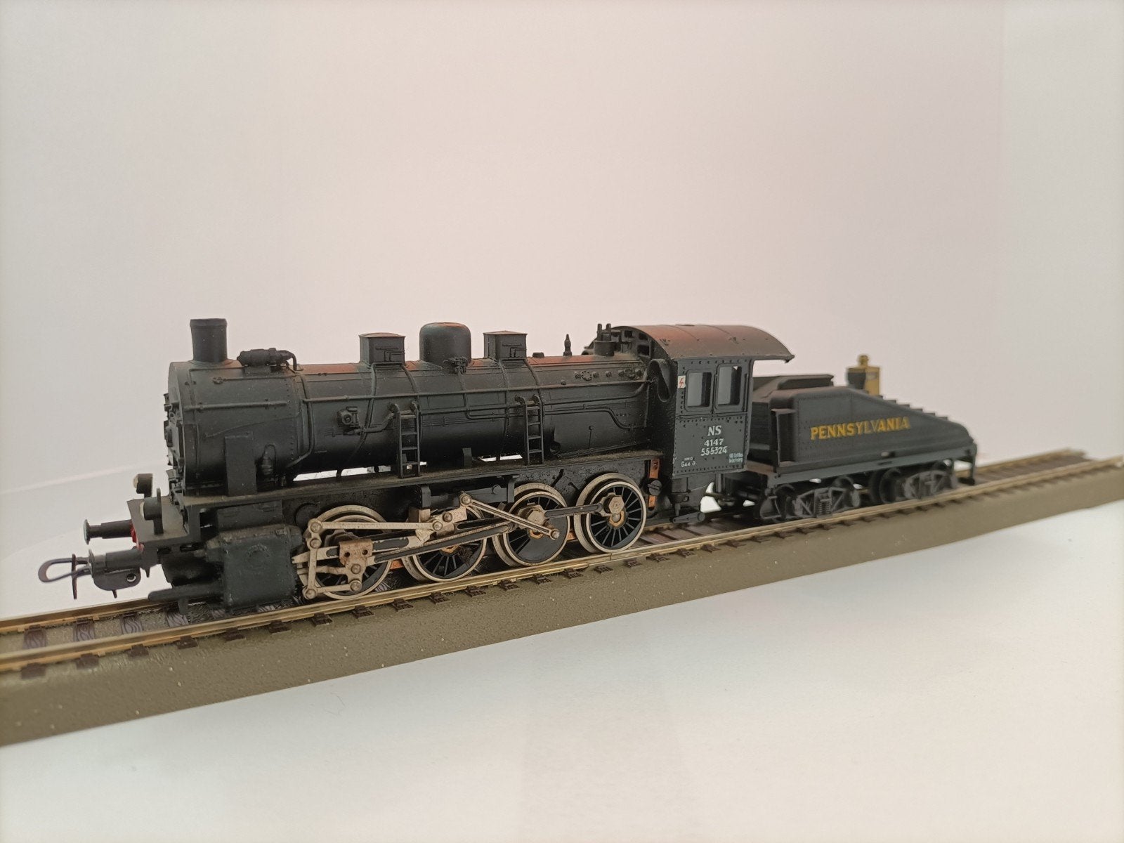 Vintage HO Stoomlocomotief  Pennsylvania Railroad - Mehano, Ophalen, Gelijkstroom, Locomotief, Analoog