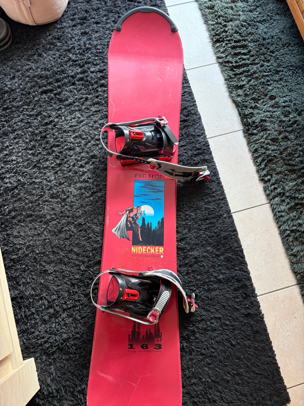 Nidecker snowboard 163 cm zwarte bindingen met opbergtas, Sport en Fitness, Ophalen, Gebruikt, Board