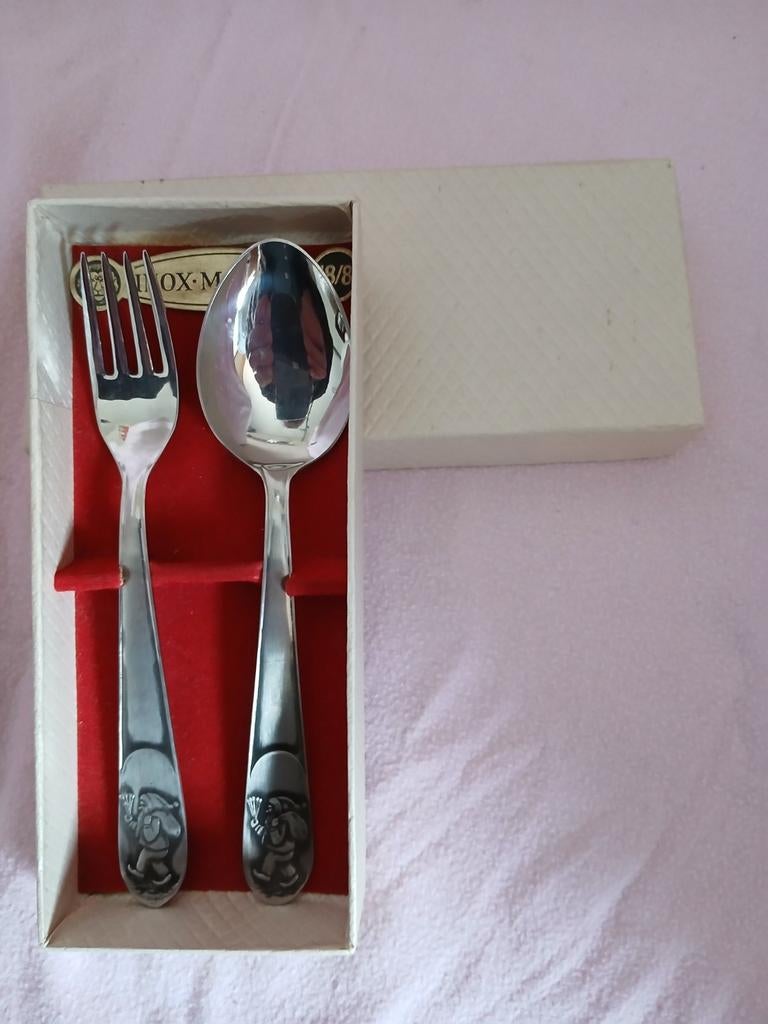Kinderbestek massief inox 18/8, Antiek en Kunst, Ophalen