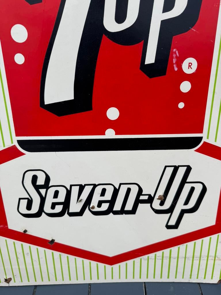 Vintage Seven-Up 7up reclamebord, Verzamelen, Ophalen of Verzenden, Gebruikt, Reclamebord