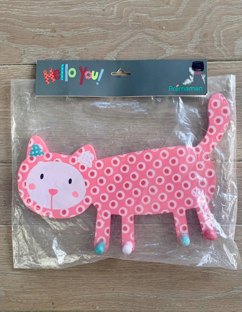 Kapstok hout, roze poes / kat, wandkapstok Prémaman, nieuw, Huis en Inrichting, Ophalen of Verzenden, Nieuw, Hout, Wandkapstok