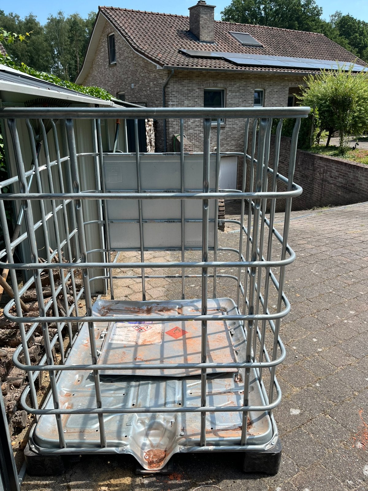 Gebruikte IBC container op kunstof pallet voor 1250 liter, Ophalen, Gebruikt, Overige typen