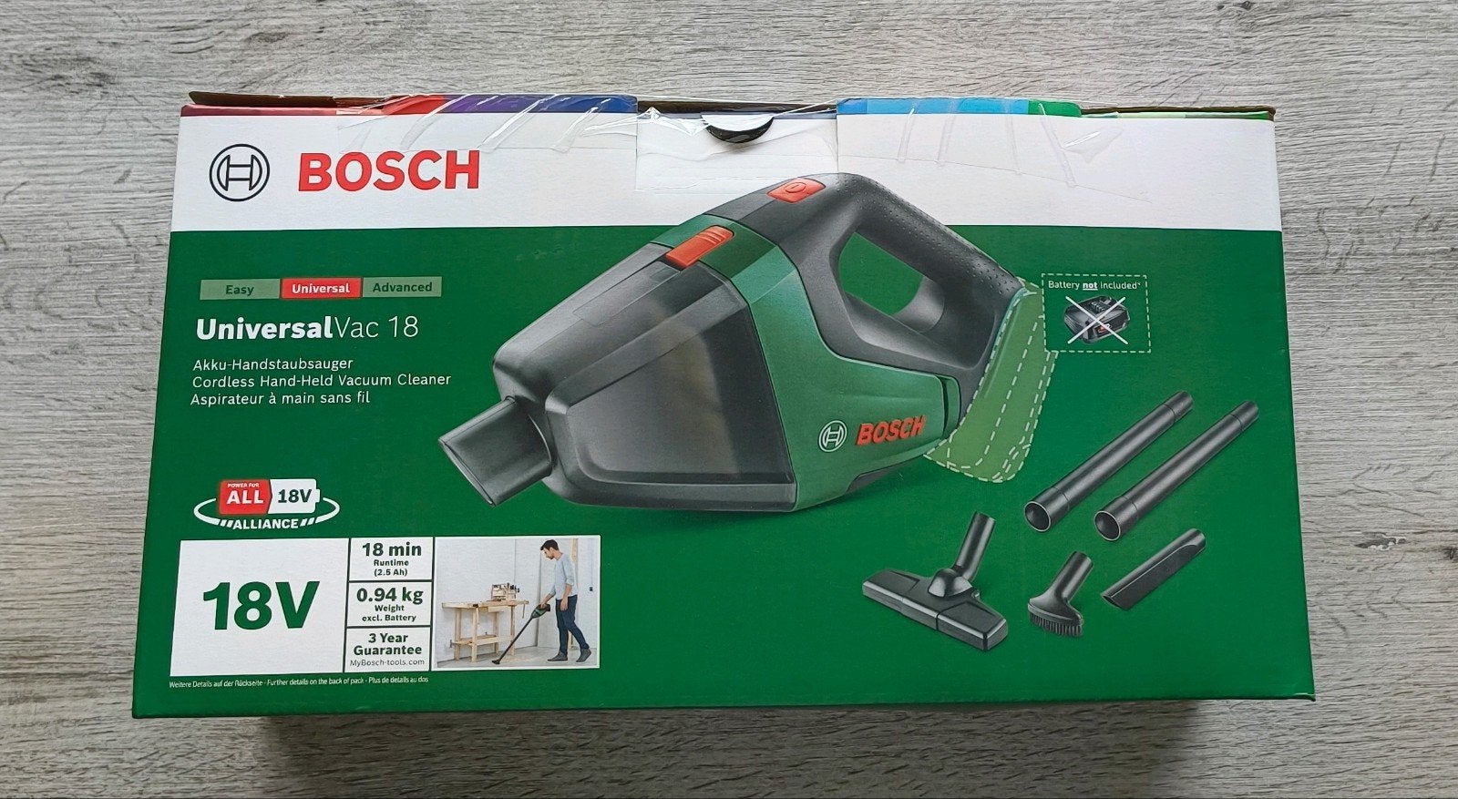 Bosch 18V handstofzuiger UniversalVac 18, Doe-het-zelf en Bouw, Ophalen of Verzenden, Nieuw, Accu